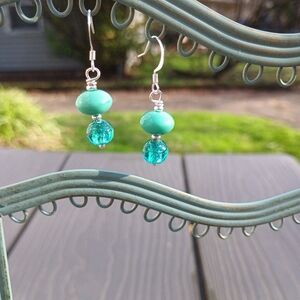 Teal Lampwork Dangle Earrings